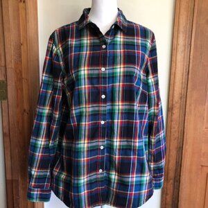 J. McLaughlin Cotton Plaid Long Sleeve Shirt 10